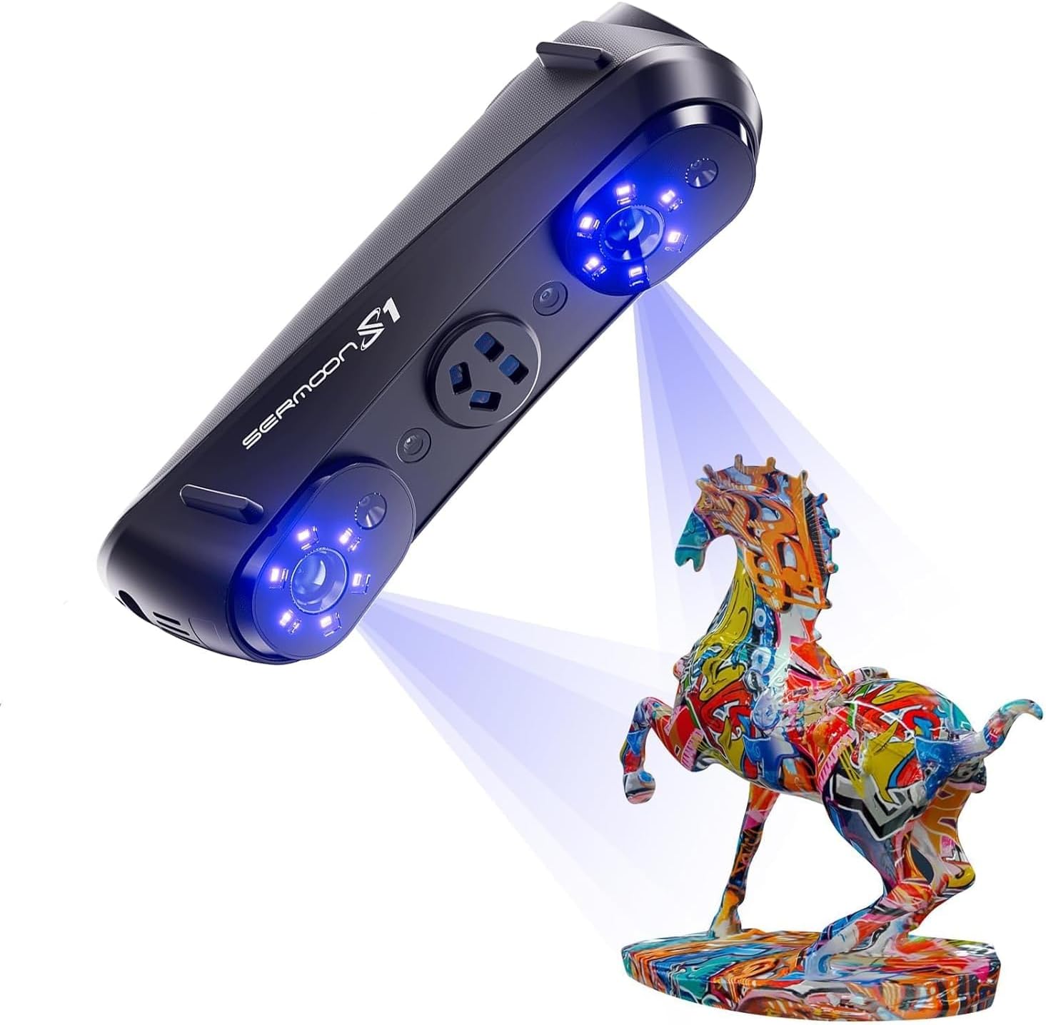 Creality 3D Scanner Sermoon S1 for Engineering Printing, 1+7+34 Blue Laser Handheld Scanner with 90FPS Scan Range (5mm-4m) & 0.02mm Accuracy, Deep Hole Detection 0.1mm, Compatible with Windows/macOS