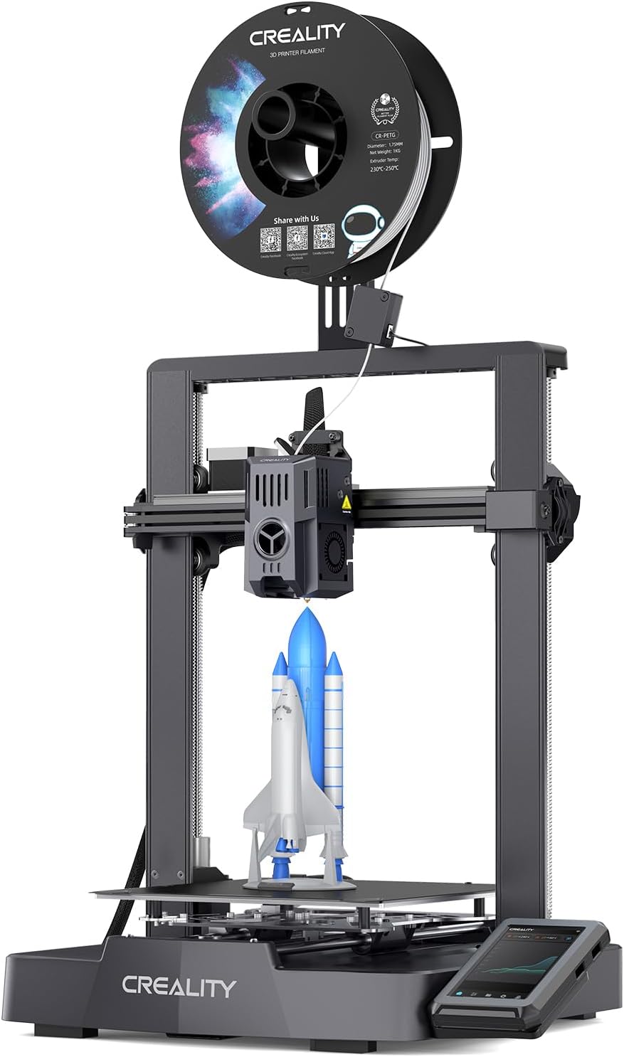 Creality Ender-3 V3 KE 3D Printer, 500 mm/s High-Speed Printing with Auto-Leveling, Sprite Direct Extruder Supports 300℃ Printing, Ultra-Smooth and Stable, 220×220×250 mm Print Volume