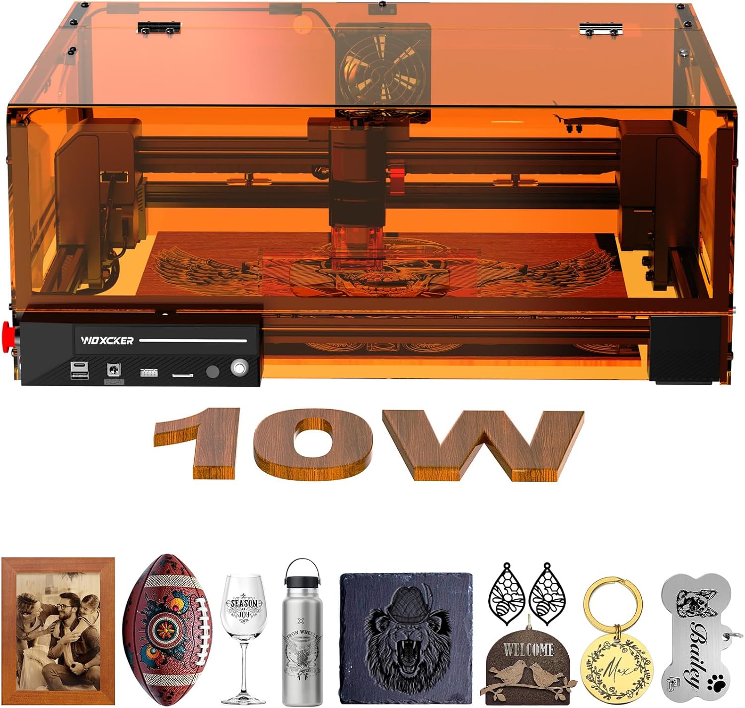 Laser Cutter and Engraver Machine, Woxcker L2 MAX 10W Enclosure Laser Engraving Machine, 300x300mm Bed Size CNC Engraving Machine 0.01mm High Precision Engraver for Wood Stainless Steel Glass Metal
