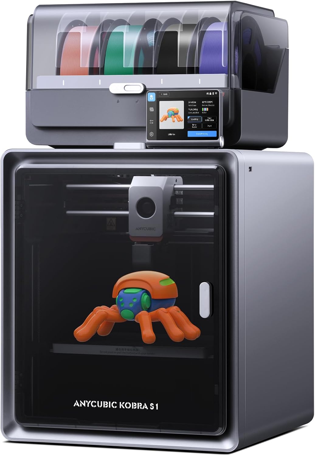 Anycubic Multicolor 3D Printer, Kobra S1 Combo Core XY Stable Structure with Sealed Printing High Precision 600mm/s Fast Speed Auto Calibration Ideal for Precision and Efficiency 9.8"x9.8"x9.8"