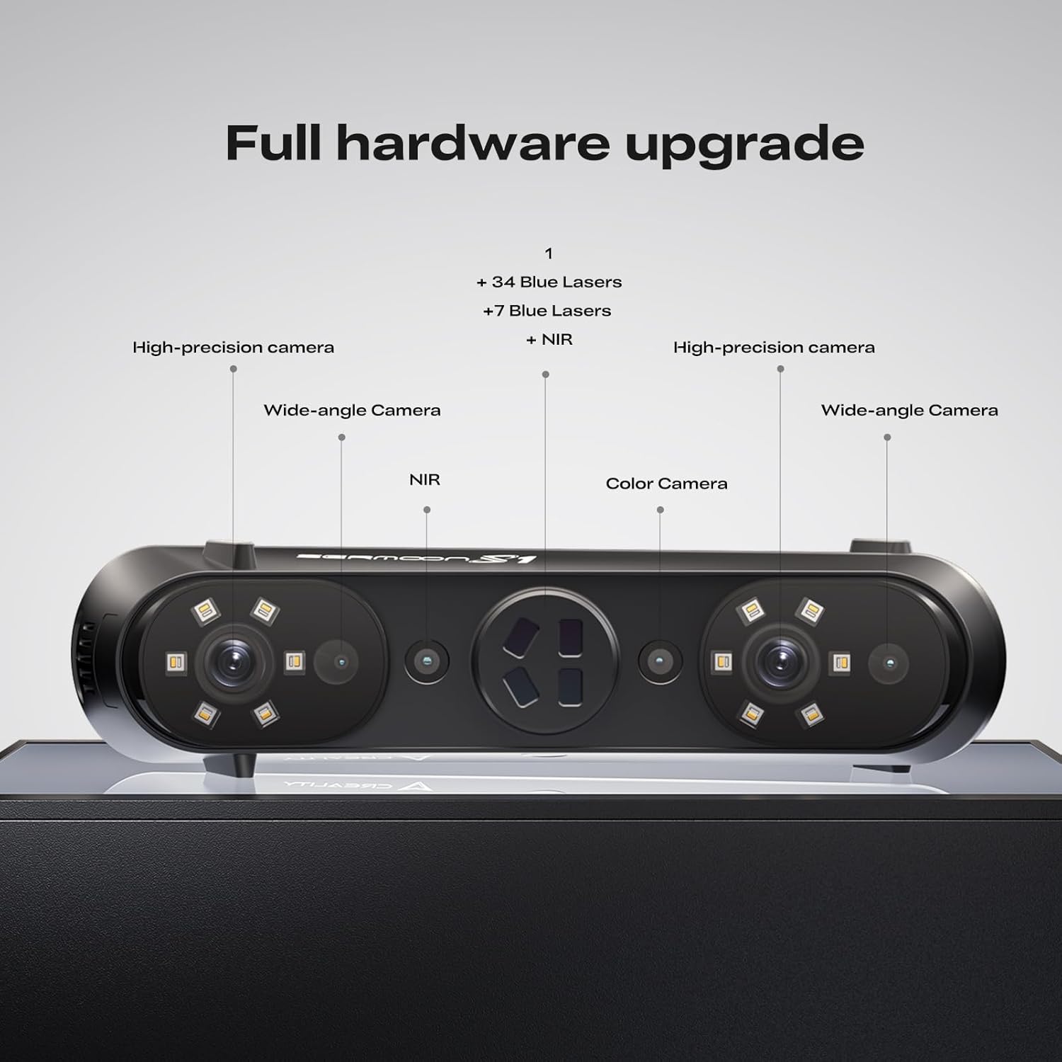 Creality 3D Scanner Sermoon S1 for Engineering Printing, 1+7+34 Blue Laser Handheld Scanner with 90FPS Scan Range (5mm-4m) & 0.02mm Accuracy, Deep Hole Detection 0.1mm, Compatible with Windows/macOS