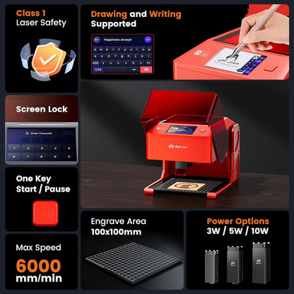AlgoLaser 3W Smart Laser Engraver Machine, 48W Total Power, Class 1 Portable Laser Cutter with Built-in 2.0 AlgoOS System, No Computer Required, Laser Engraving for Wood, Acrylic, Leather.